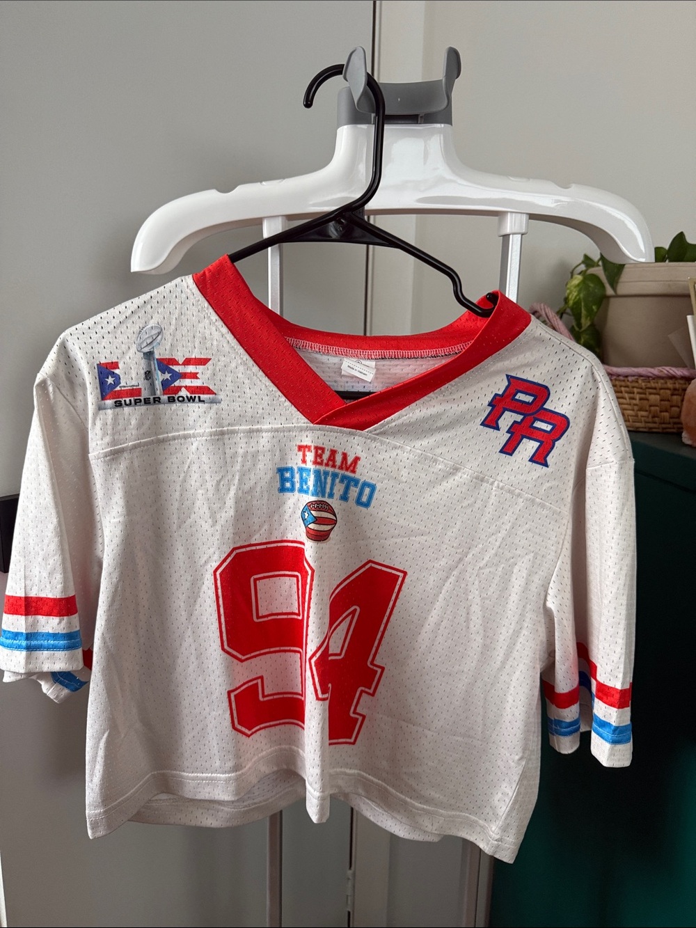 Team Benito #94 White Red Football Jersey Cropped